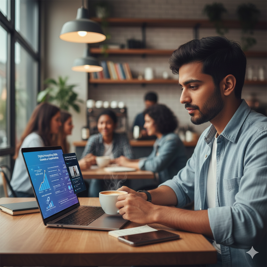 freelance digital marketer working remotely